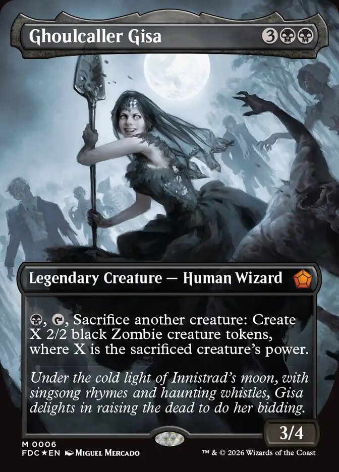 Ghoulcaller Gisa - borderless foil commander from Wretched Ranks