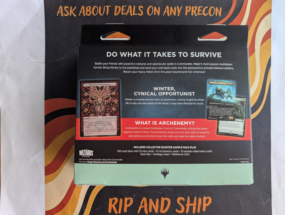 Death Toll Duskmourn Commander Deck - sealed box back, real product photo