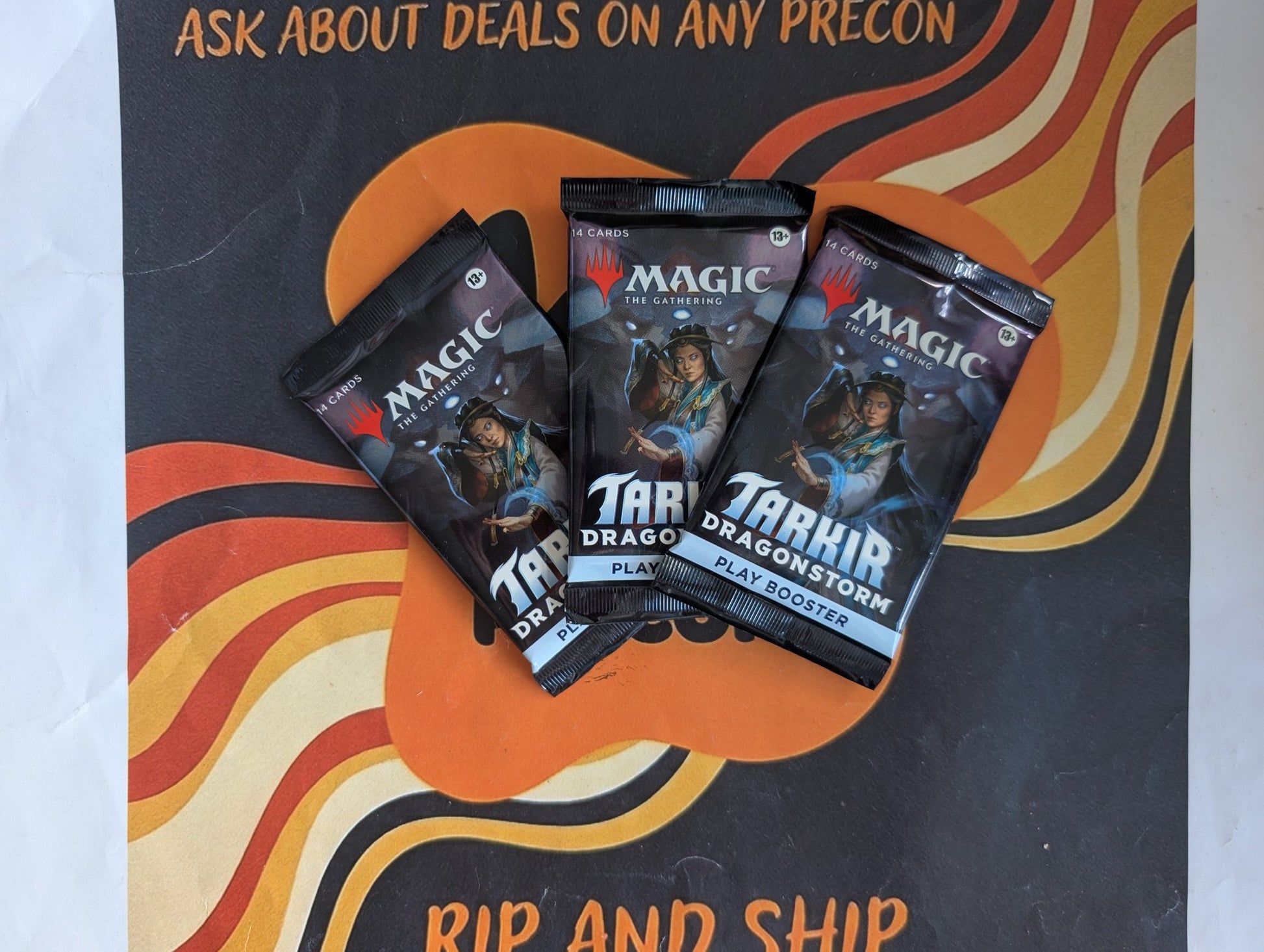 Magic: The Gathering – Tarkir: Dragonstorm Play Booster 3-Pack Bundle - real product photo