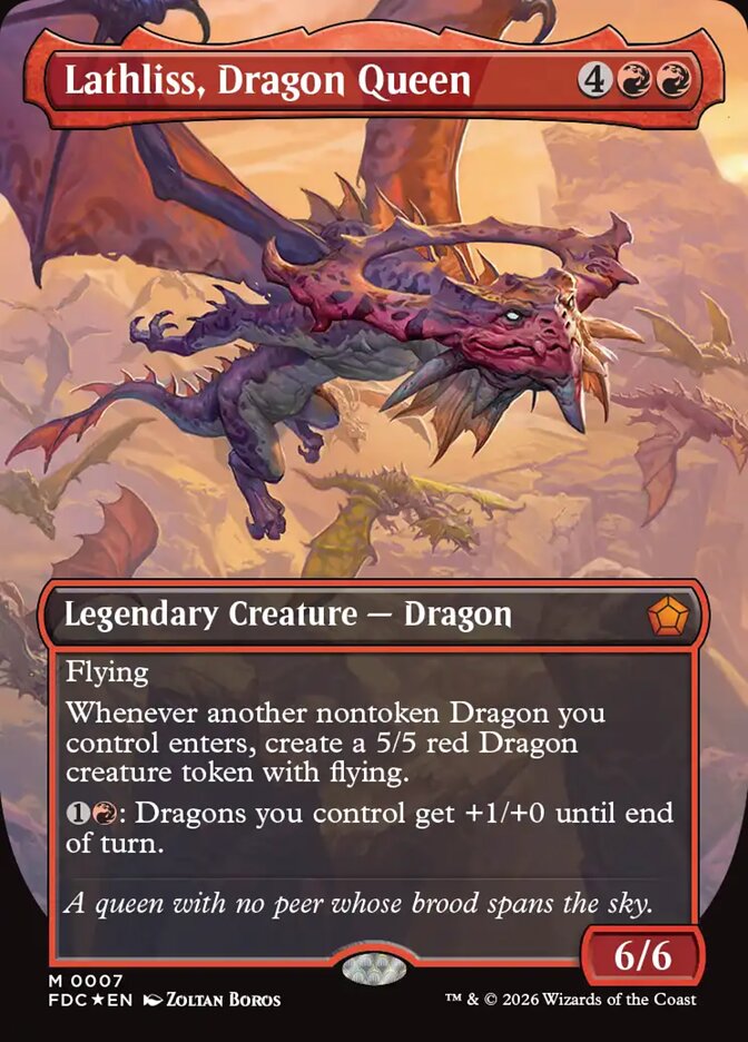 Lathliss, Dragon Queen - borderless foil commander from Reign of Dragons
