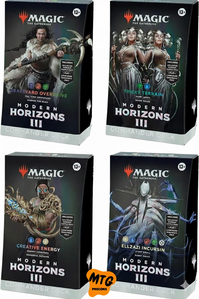 Magic: The Gathering Modern Horizons 3 Commander Deck Set (4 Decks) – Tricky Terrain, Creative Energy, Eldrazi Incursion & Graveyard Overdrive