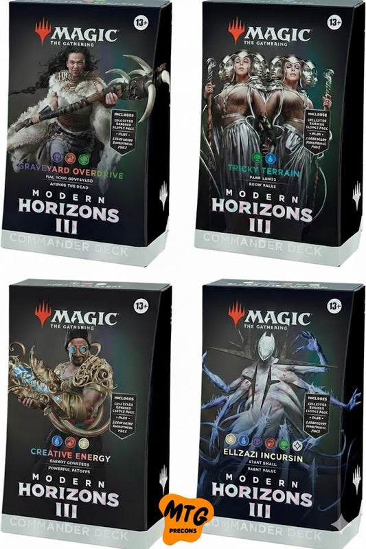 Magic: The Gathering Modern Horizons 3 Commander Deck Set (4 Decks) – Tricky Terrain, Creative Energy, Eldrazi Incursion & Graveyard Overdrive