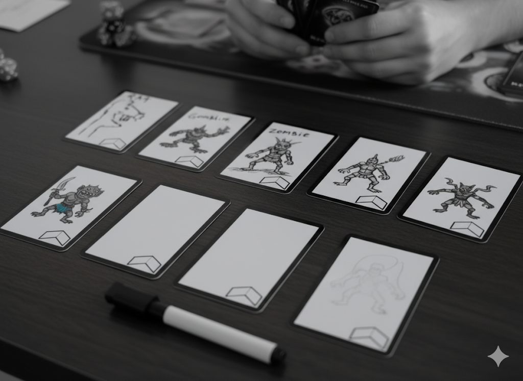 10pcs Reusable Dry Erase MTG Tokens with Marker – Double-Sided Blank Proxy Cards for MTG, DND & DIY Card Games