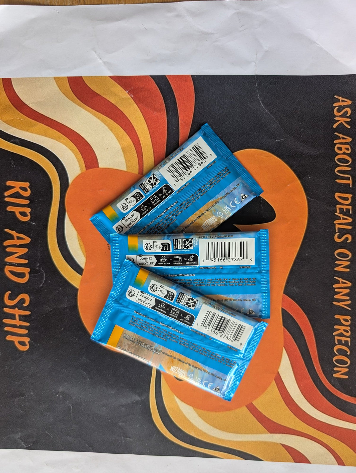 Aetherdrift Play Booster 3-Pack - sealed packs reverse, real product photo