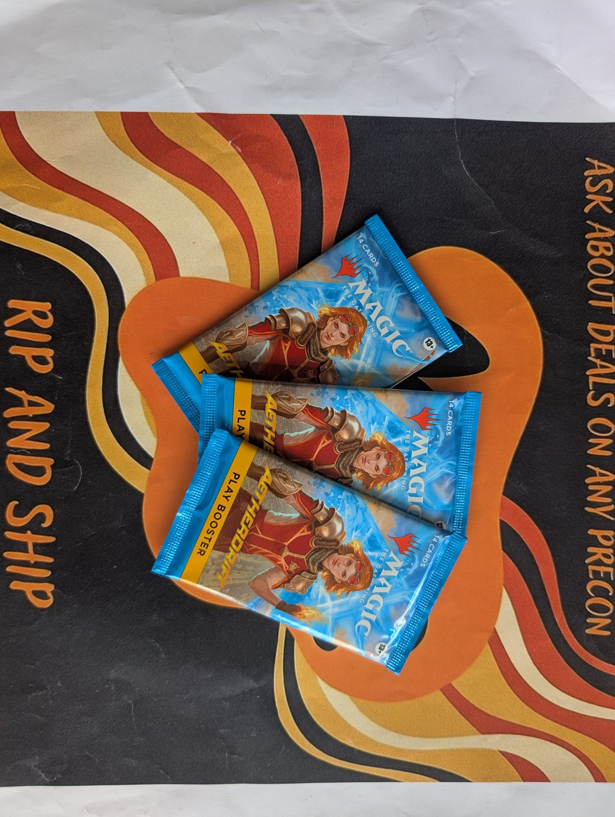 Magic: The Gathering Aetherdrift Play Booster 3-Pack - sealed packs, real product photo