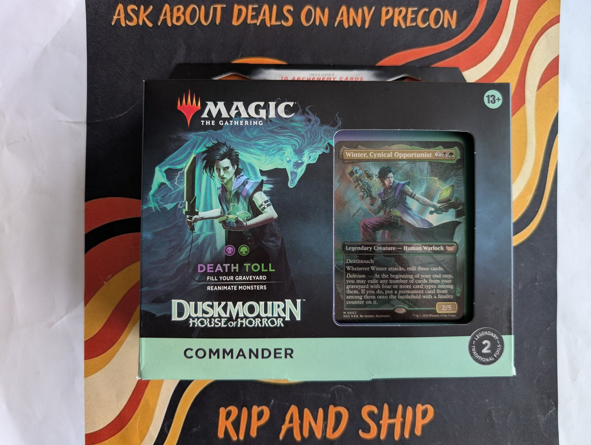 Death Toll Duskmourn: House of Horror Commander Deck - sealed box front, real product photo