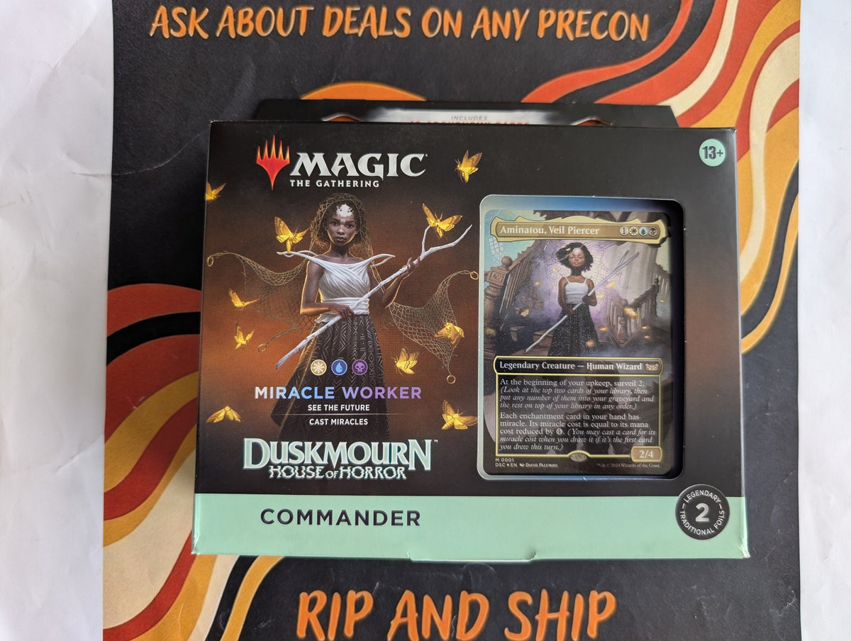 Miracle Worker Duskmourn: House of Horror Commander Deck - sealed box front, real product photo