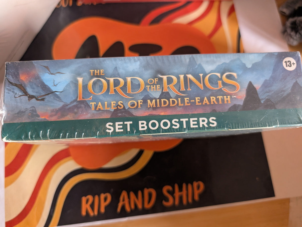 The Lord of the Rings: Tales of Middle-earth Set Booster Box — sealed, real product photo (side)