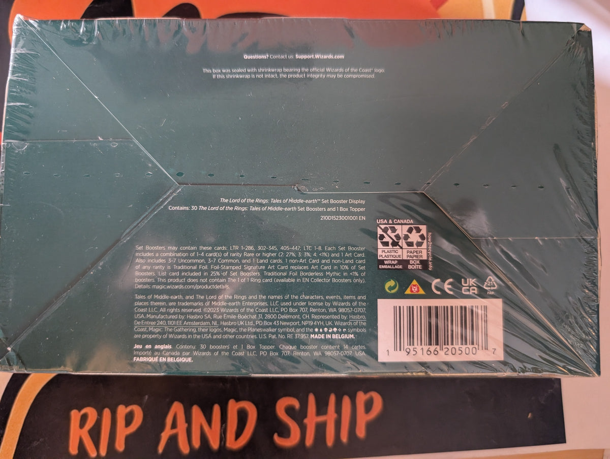 The Lord of the Rings: Tales of Middle-earth Set Booster Box — sealed, real product photo (back)