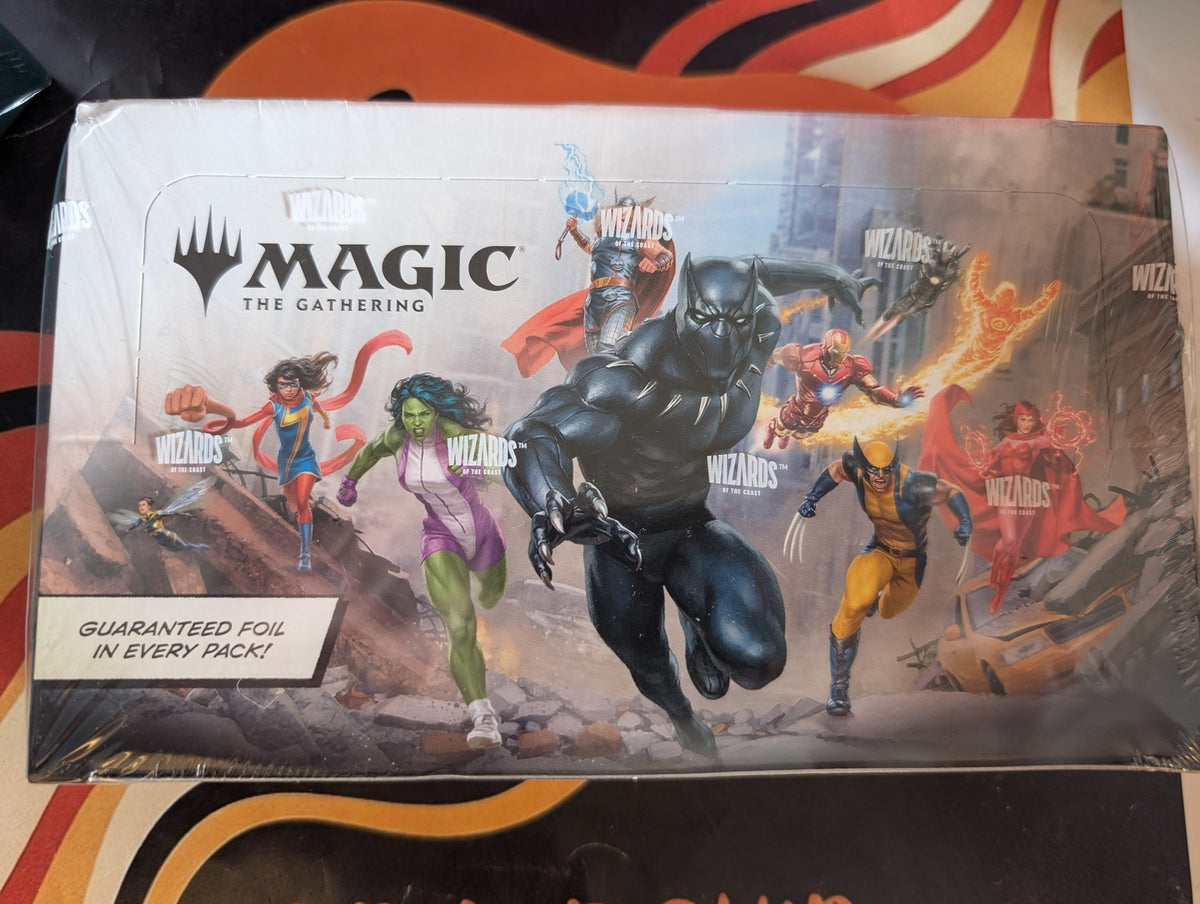 Marvel Super Heroes Play Booster Box — sealed, real product photo (front)