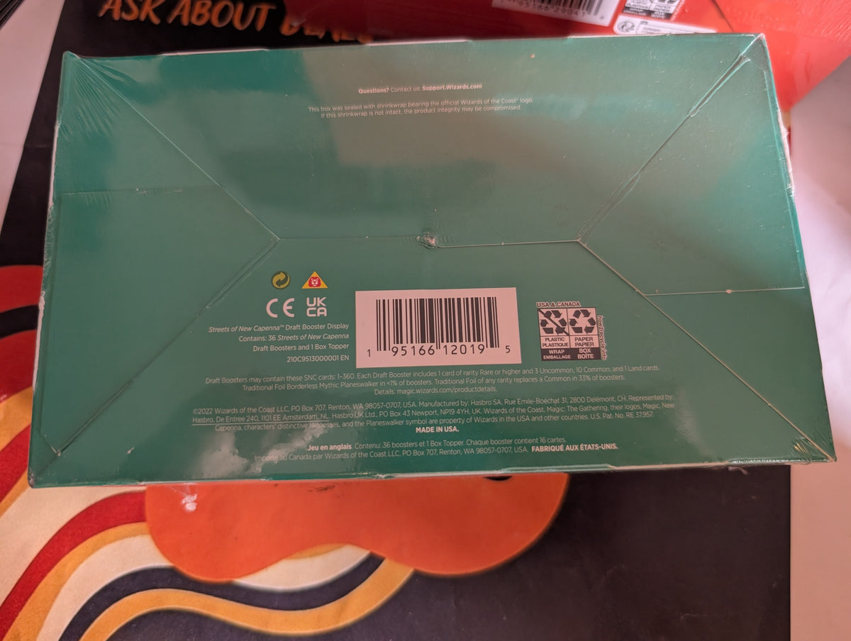 Streets of New Capenna Draft Booster Box — sealed, real product photo (back)